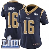 Women Nike Rams 16 Jared Goff Navy 2019 Super Bowl LIII Vapor Untouchable Limited Jersey,baseball caps,new era cap wholesale,wholesale hats